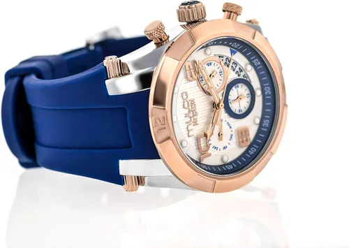 Vista 7 de MULCO Ilusion Watches for Women Analog Quartz Watch, Crystal Accents and Rose Gold Watch Accent with Pearl Finish, Water Resistant, Silicone Band
