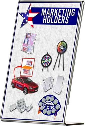 Vista 20 de Marketing Holders 4 Pack 17 "x 11" Mesa Horizontal Carpa Carpa Soporte de Letrero de Acrílico Claro Aviso Tienda de Documentos Marco de Señalización