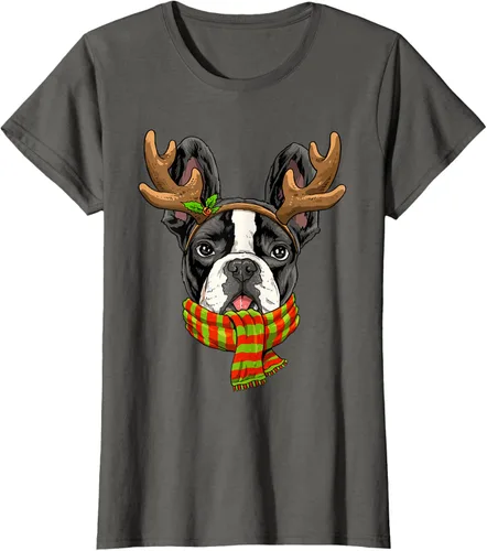 Vista 5 de Camiseta de Navidad para perro Bulldog Francés, Negro, S