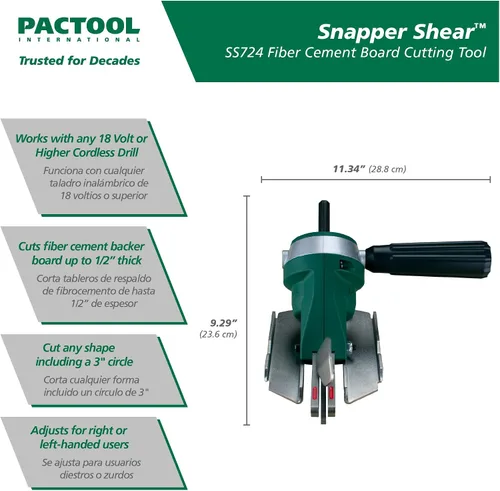 Vista 2 de PacTool SS724 Snapper Shear Pro - Herramienta de corte para tablero de fibrocemento - Power Shears Herramientas eléctricas profesionales