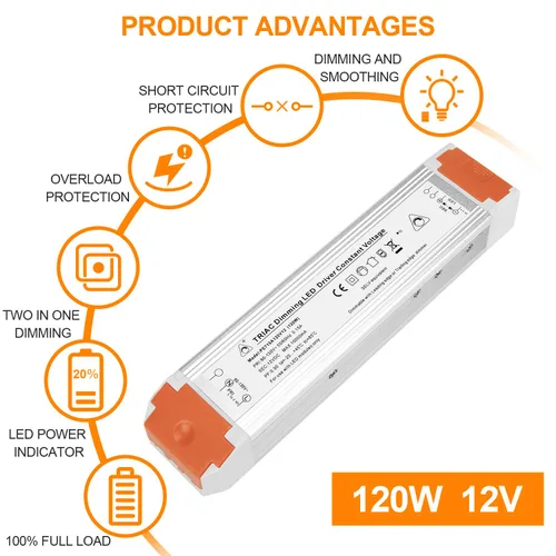 Vista 2 de Juyace fuente de alimentación de 120W 10A Dimmable LED 110v al conductor