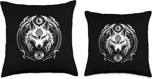 Vista 3 de White wolf of Odin - greek mythology Throw Pillow