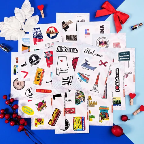 Vista 8 de Calcomanías de Alabama para laptop, suministros y decoraciones de fiesta de Alabama, regalos para mujeres y hombres