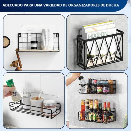 Vista 8 de Ganchos de repuesto adhesivos para regadera, tiras transparentes resistentes, sin taladrar Transparente-8Pack 2Hook