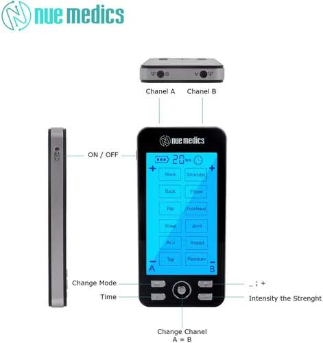 Vista 5 de Máquina de unidad TENS masajeadora de pulso para alivio del dolor, 24 modos de masaje, dispositivo estimulador muscular recargable con 10
