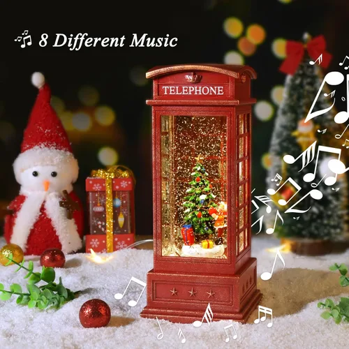 Vista 3 de Linterna de globo de nieve de Navidad, linterna de Navidad con música de 8 temas navideños, regalos de globo de nieve de Navidad con agua