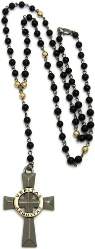 Vista 5 de COLLAR VERITAS AEQUITAS CRUZ BOONDOCK SAINTS COLLAR DE CRISTAL CON CUENTAS ROSARIO
