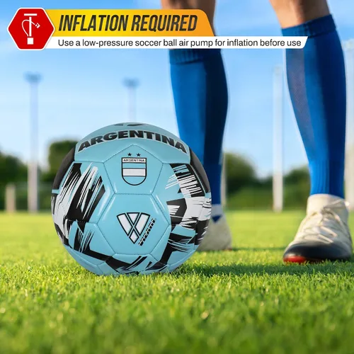 Vista 3 de Vizari Balón de Fútbol del Equipo Nacional - Balón de Fútbol de Cuero Sintético Duradero para Adultos, Niños y Jóvenes Cosido a Máquina con Diseño
