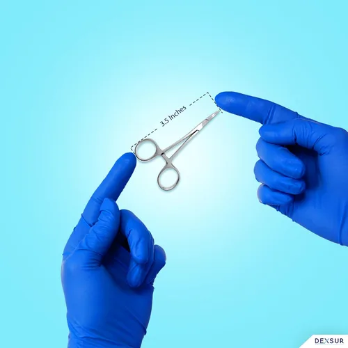 Vista 4 de Pinzas hemostáticas Kelly de precisión, pinzas de bloqueo, plateadas, acero inoxidable rectas y curvas (curvadas, 10,2 cm)