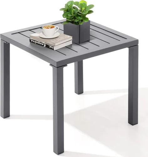 Vista 9 de Crestlive Products Mesa auxiliar de aluminio para exteriores, mesa lateral para silla de piscina, mesa de café pequeña y resistente a la intemperie