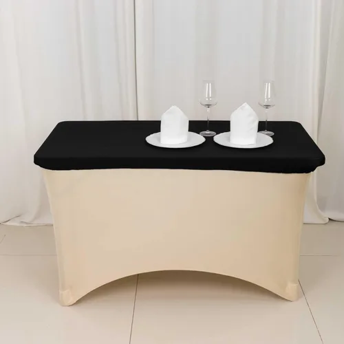 Vista 2 de Efavormart - Mantel para banquetes de elastano elástico de 4 pies, color negro