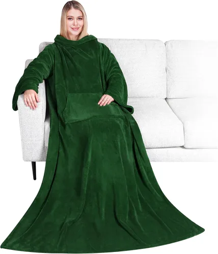 Vista 11 de PAVILIA Manta con Mangas para Adultos Mujeres Hombres, Manta Suave y Cálida Usable de Vellón Envolvente Tipo Throw, Manta Bata Regalo