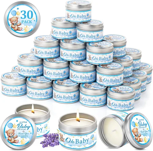 Vista 7 de VISCOO Paquete de 30 Velas de Recuerdos para Baby Shower con Aroma a Lavanda, Recuerdos de Baby Shower para Invitados Premios, Regalos