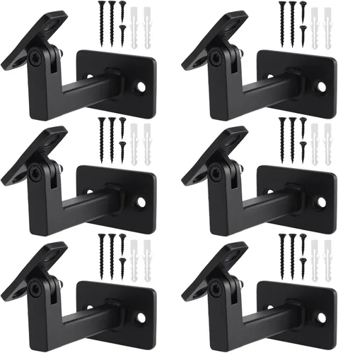 Vista 10 de RealPlus Soportes de pasamanos ajustables resistentes giratorios cuadrados para escaleras de escalera, paquete de 3