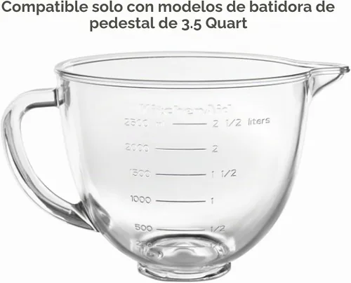 Vista 4 de KitchenAid Cuenco de vidrio con cabezal inclinable de 3.5 cuartos - KSM35GB