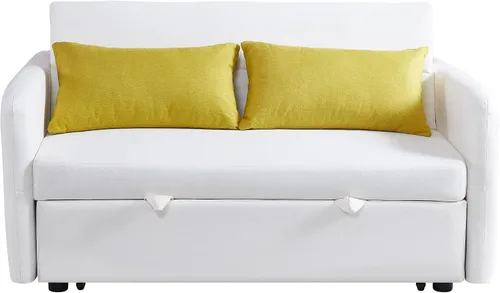 Vista 7 de Sofá cama convertible de terciopelo con respaldo ajustable y enchufe USB, sofá cama extraíble multiposición tamaño individual con 2 almohadas