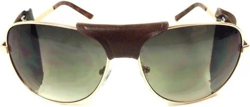 Vista 2 de Gafas de sol aviador retro con puente de cuero sintético y escudos laterales