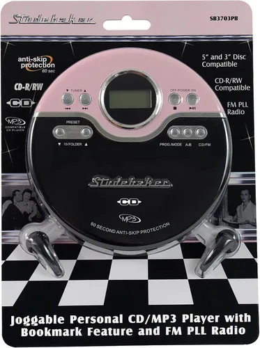 Vista 4 de Studebaker SB3703PBB Reproductor Personal de CD/MP3 Joggable con Radio FM PLL - Rosa y Negro