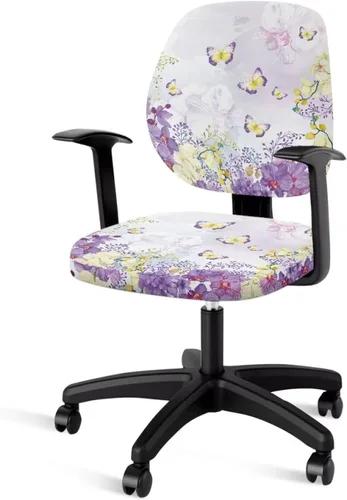 Vista 30 de Funda para silla de oficina de mármol azul, funda para silla de escritorio, sin brazos, fundas para sillas de computadora, 2 piezas, tela elástica