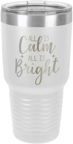 Vista 21 de Chirstmas Taza de viaje de acero con recubrimiento de polvo grabado con láser, con grabado de 30 oz, sin BPA, para mantener tu bebida fría