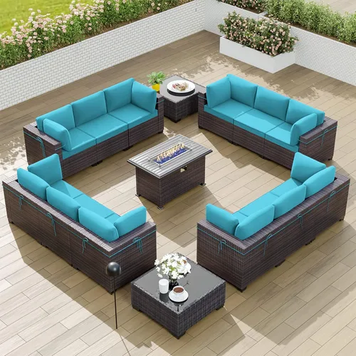 Vista 77 de Kullavik - Juego de muebles para exterior de 6 piezas con sofá modular de ratán de polietileno, color negro