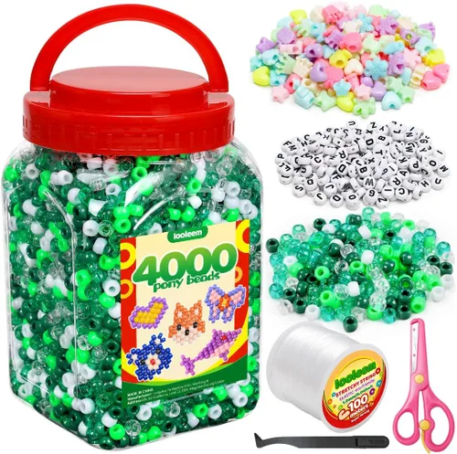 Vista 29 de IOOLEEM Cuentas de poni multicolor a granel, kit de 4000 piezas para pulseras de amistad y fabricación de joyas, fácil almacenamiento 11 Multicolor