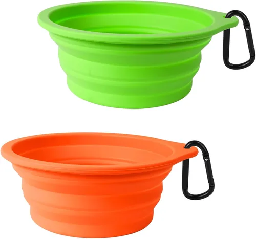 Vista 2 de PetBonus 2-Pack Silicone Collapsible Dog Bowls and Dog Collar Safety Clip