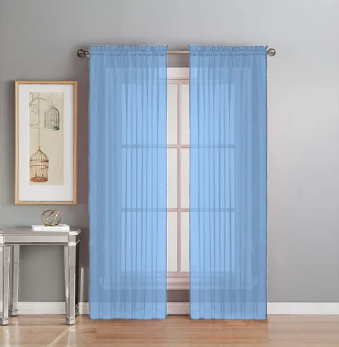 Vista 17 de Interior Trends Juego de 2 paneles de cortina de gasa transparente totalmente cosidas para ventana con cortinajes (63 pulgadas de largo, ladrillo)