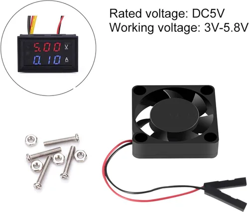 Vista 3 de Aokin Ventilador de refrigeración Raspberry Pi DC 5V/3.3V Ventilador de refrigeración de CPU sin escobillas con tornillos para Raspberry Pi 4 B, Pi