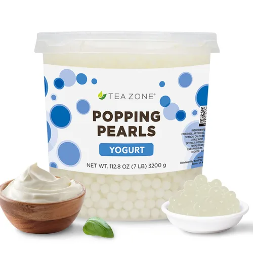 Vista 16 de Tea Zone Popping Pearls. Popping Boba, perlas negras con jugos saborizados, frasco de 7 Lb