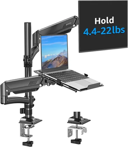 Vista 10 de MOUNTUP Soporte de pared para laptop, soporte ajustable para laptop de máximo 17" notebook o monitor máximo de 32", soporte de pared para laptop