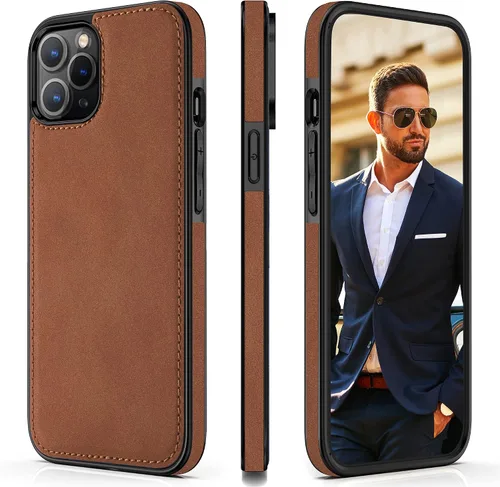 Vista 29 de LOHASIC Funda para iPhone 12 y iPhone 12 Pro - Fundas para teléfono i Phone 12 con borde cromado delgado, fundas de cuero de diseño suave, funda