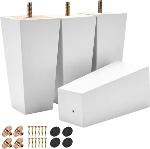 Vista 10 de Patas para muebles de madera maciza de 8 pulgadas, 4 pies de repuesto de pirámide de madera moderna de mediados de siglo con pernos roscados de 5/16