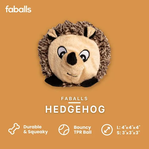 Vista 2 de fabdog Hedgehog faball - Juguete chirriante para perros (pequeño)