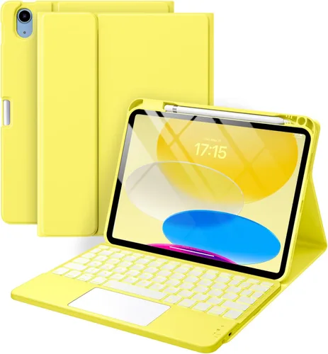 Vista 10 de Harvopu Funda compatible con iPad de 11ª y 10ª generación con teclado, funda tipo folio con soporte para Pencil, trackpad multitáctil