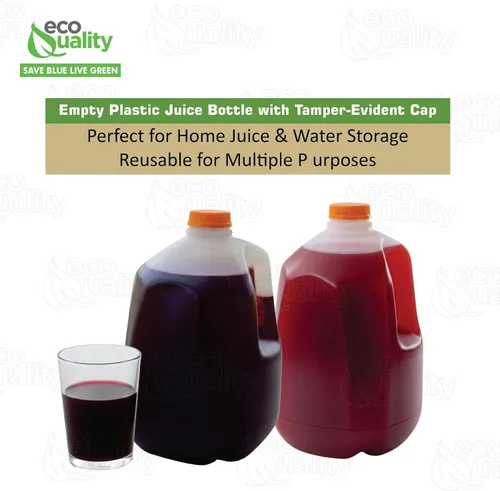 Vista 4 de EcoQuality Juice Containers - Botellas vacías de plástico con tapas a prueba de manipulaciones de 128 onzas, botellas de batidos, ideales