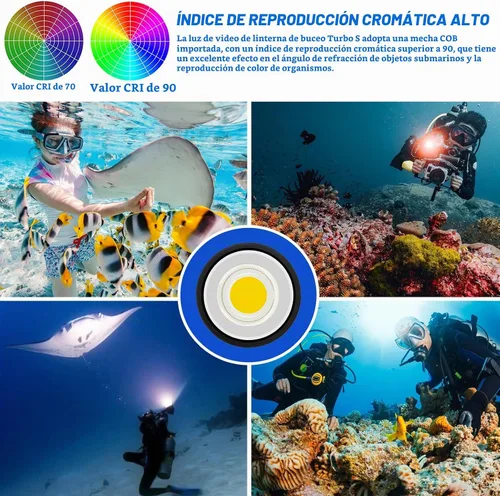 Vista 5 de Luz de buceo, LetonPower TS S 10000Lumens 3,280.8 ft luz de video subacuática, linterna de buceo, linterna impermeable con carga tipo C para Turbo S