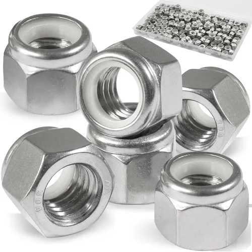 Vista 16 de Paquete de 20 tuercas de bloqueo de 1/2"-13 pulgadas, tuercas de bloqueo de acero inoxidable 304 (A2-70) con inserto de nailon, tuercas de bloqueo