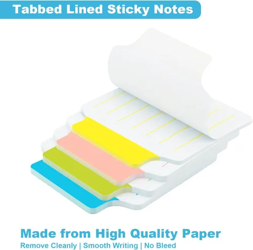 Vista 3 de AAAA 4A 2 blocs divisores de notas adhesivas pestañas de 2 2/3 x 2 7/8 pulgadas, blanco, notas adhesivas forradas con líneas para cuadernos, libros