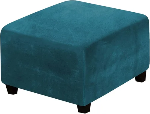 Vista 24 de ADPON Fundas otomanas cuadradas de terciopelo para otomanas, fundas protectoras para reposapiés cuadrados, fundas protectoras para taburetes de Beige