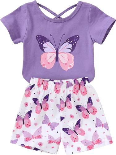 Vista 15 de YOUNGER TREE - Conjunto de ropa para bebés y niñas, camiseta de sandía y pantalones cortos de lino con cinturón, conjunto de verano lindo Abeja feliz