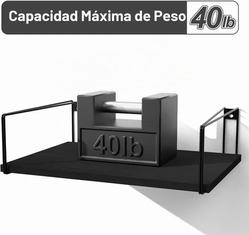 Vista 7 de SRIWATANA Estantes flotantes de pared anchos profundos 16 pulgadas de ancho Negro