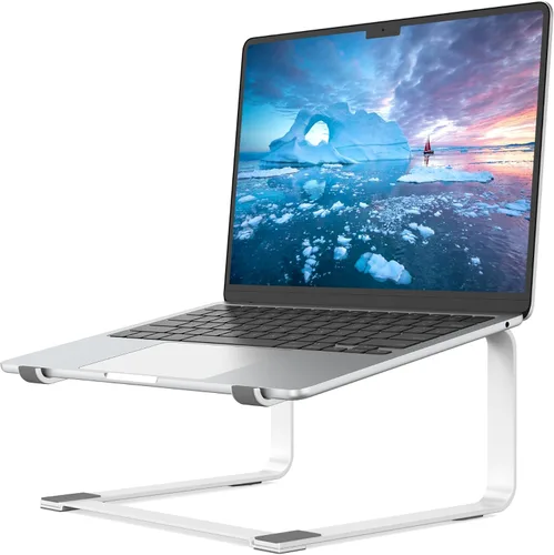Vista 10 de SOUNDANCE Soporte de computadora portátil para escritorio, elevador ergonómico de metal para portátiles de 12 a 17.3 pulgadas, soporte de escritorio