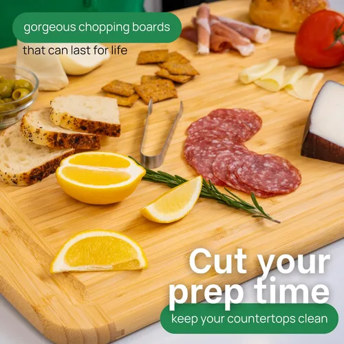 Vista 6 de GREENER CHEF Tabla de cortar extra grande 3XL de 30 pulgadas con reemplazos de por vida - Cubierta de estufa de bambú extra grande para fideos