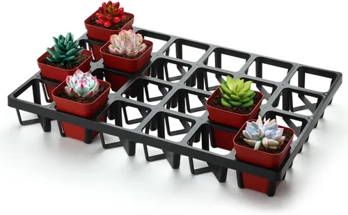 Vista 17 de RooTrimmer Paquete de 5 bandejas para macetas de vivero, bandeja de transporte y sujeción para plantas para macetas de inicio de semillas, Negro
