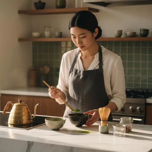 Vista 5 de Cuchara japonesa de bambú matcha – 7.1 in marrón tradicional cuchara de ceremonia de té para matcha y café Accesorios duraderos y ecológicos