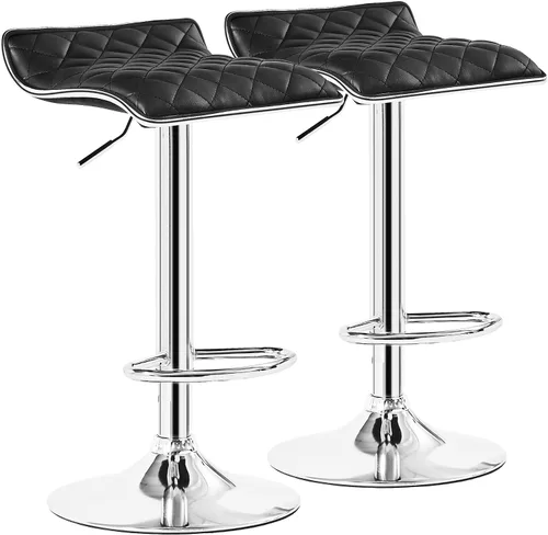 Vista 14 de Juego de 2 taburetes de bar ajustables para encimera de cocina, color marrón
