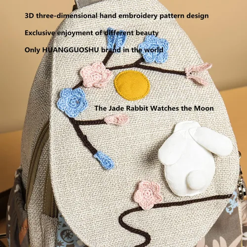 Vista 59 de HUANGGUOSHU Mochila de algodón tejida de algodón bohemio con bordado de lona estilo bohemio con múltiples bolsillos retro linda mochila cartera