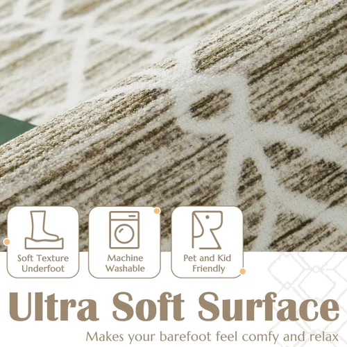 Vista 102 de jinchan Alfombra marroquí de pasillo 2x6 - Alfombra de pasillo lavable a máquina para cocina, alfombra moderna geométrica suave de pelo bajo