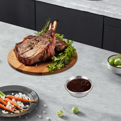 Vista 5 de Plato de salsa de acero inoxidable, platos individuales para salsas, pequeños ramequines de metal, pequeños tazones de condimento, platos de soja